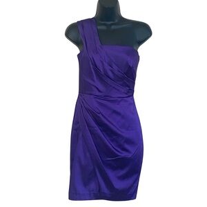 JILL Jill Stuart Purple One Shoulder Draped Satin Cocktail Mini Dress Size 0